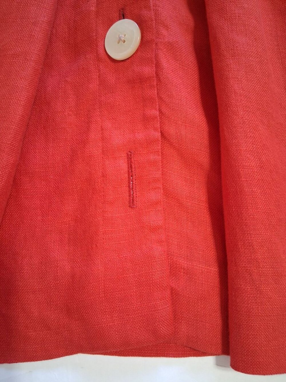 Vintage Chetta B Red Linen Blend Button Front Midi Dress Size 6 Union Made - Picture 11 of 15